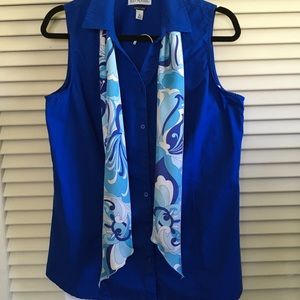 Royal Blue Sleeveless Oxford Shirt